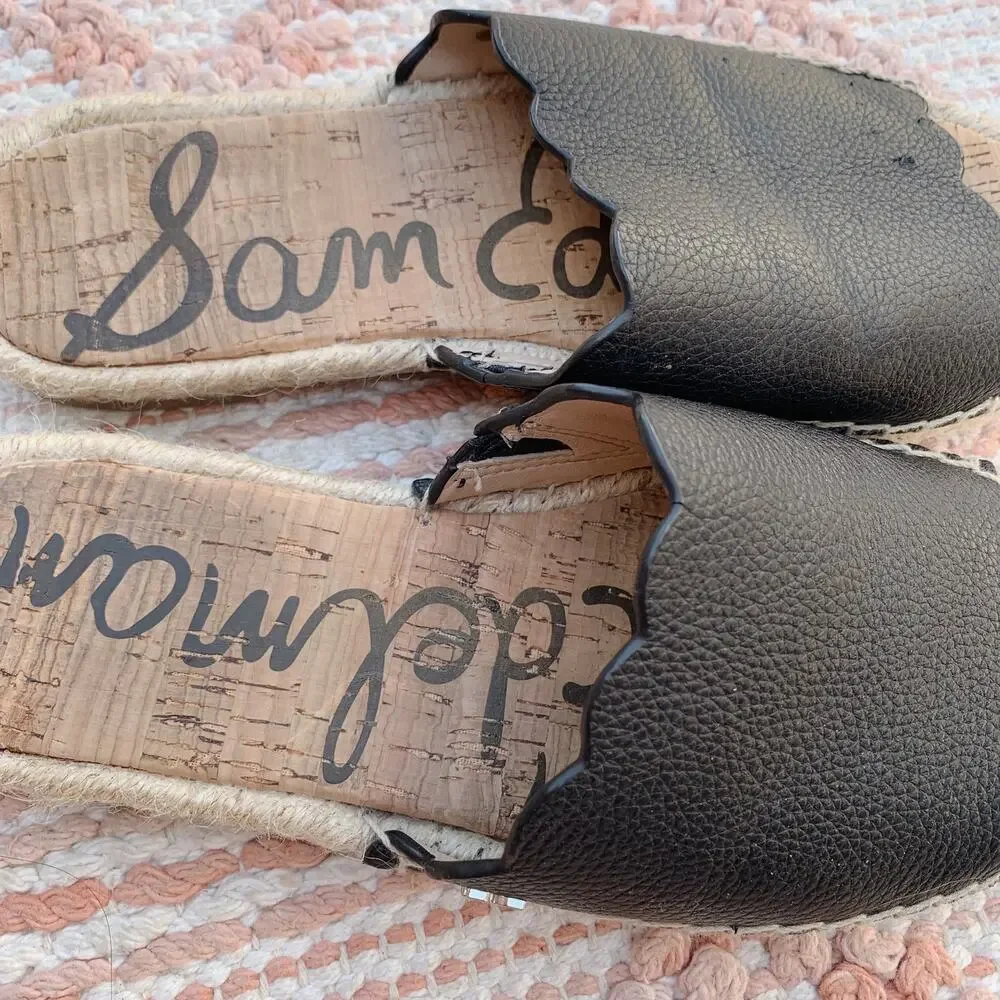 Black Sam Edelman Andy Espadrille Slide Sandals 6.5
